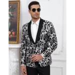 Men Shiny Sequin Blazer Clothing Fashion One Button Tuxedo Jacket for Party,Show,Banquet,Prom