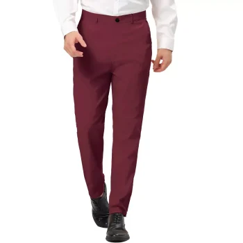 Lars Amadeus Men's Dress Trousers Solid Color Flat Front Skinny Business Pants